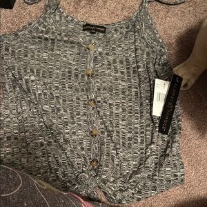 Almost Famous Gray Button-Down Tank Top
